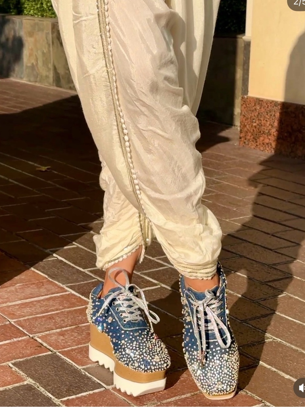 Studded Denim Sneakers 👟✨
